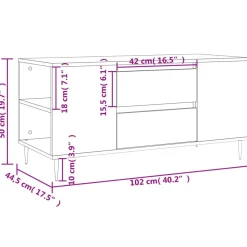 Sohvapöytä tekninen puu 102x44,5x50 cm, eri värejä (31731)