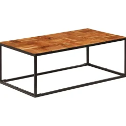 Sohvapöytä 110x60x40 cm akasiapuu ja teräs