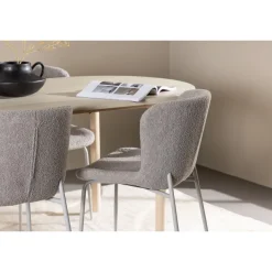 Soikea ruokailuryhmä Venture Home, 180x90cm vaalea Andy-pöytä + 4 harmaata Modesto-tuolia,