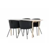 Soikea ruokailuryhmä Venture Home, 180x90cm vaalea Andy-pöytä + 4 mustaa Berit-tuolia, vakosametti