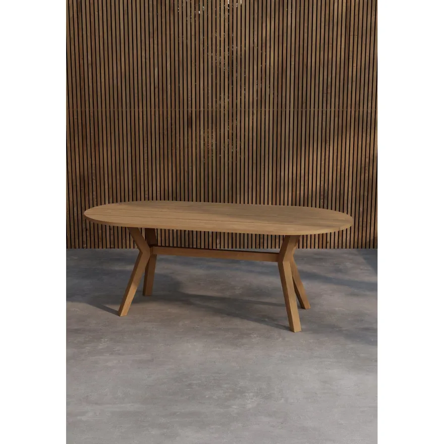 Soikea ruokapöytä Venture Home Kenya, 200x100cm, luonnollinen tiikki