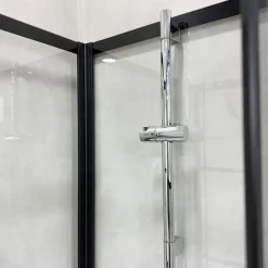 Suihkukaappi Bathlife Betrakta, 90x70cm, pyöreä, kirkas lasi, musta kehys