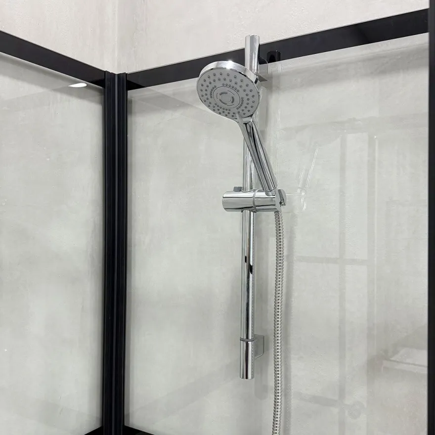 Suihkukaappi Bathlife Betrakta, 70x90cm / 90x70cm, suora, kirkas lasi, musta kehys