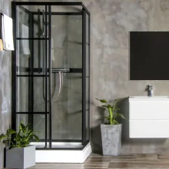 Suihkukaappi Bathlife Betrakta, 900x900mm, suora, musta kehys