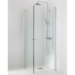 Suihkukulma Vihtan Ocean 3+3 700/900mm, kääntyvä suora, kirkas lasi