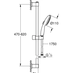 Suihkusetti Grohe Vitalio Start 110 (2794810E), 2 suihkukuviota, kromi