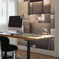 Tapetti Artgeist Leather mosaic, 50x1000cm, ruutu, ruskea