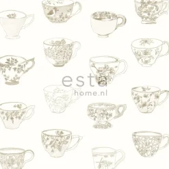 Tapetti Cup and Saucers 138151, maalaisromanttinen, beige, non-woven