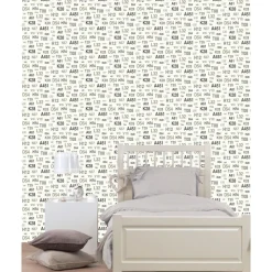 Tapetti Emblems 136441, non-woven, teksti, ruskea/harmaa