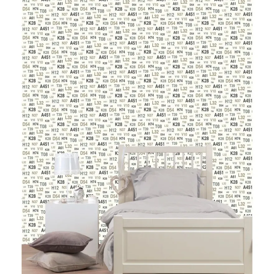 Tapetti Emblems 136441, non-woven, teksti, ruskea/harmaa