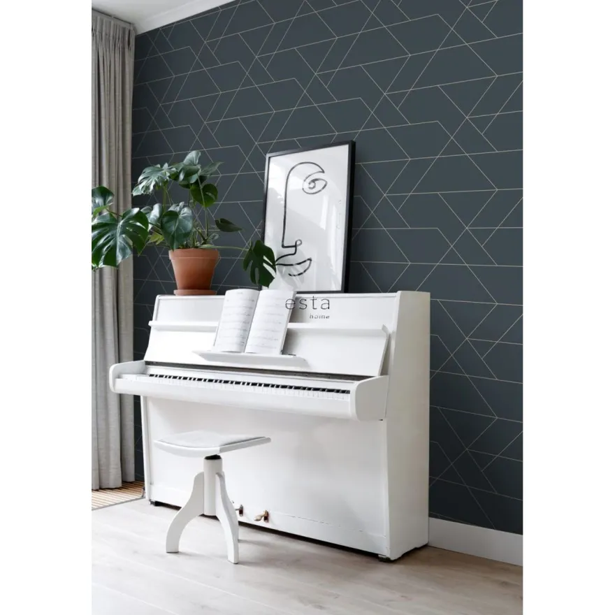 Tapetti Esta Art Deco 139213, non-woven, sininen