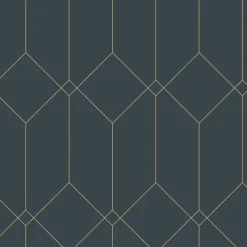 Tapetti Esta Art Deco 139225, non-woven, tummansininen
