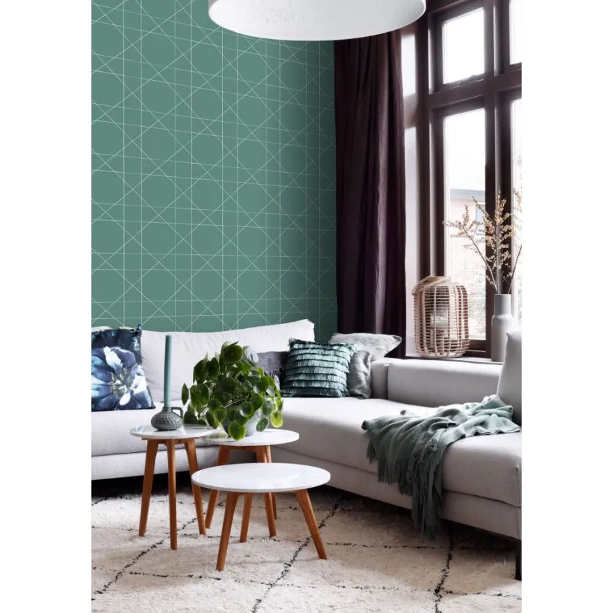 Tapetti Esta Scandi Cool 139092, graafinen/geometrinen, moderni, vihreä