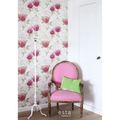 Tapetti Hydrangeas 128019, non-woven, pioni, ruusu, romanttinen, fuksia/korallinpunainen