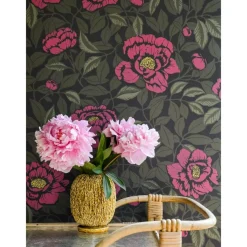 Tapetti Långelid/Von Brömssen My peony garden, vihreä-pinkki, non-woven
