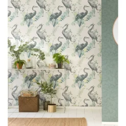 Tapetti Sandudd Four Seasons 360921, non-woven, luonto, vihreä/harmaa