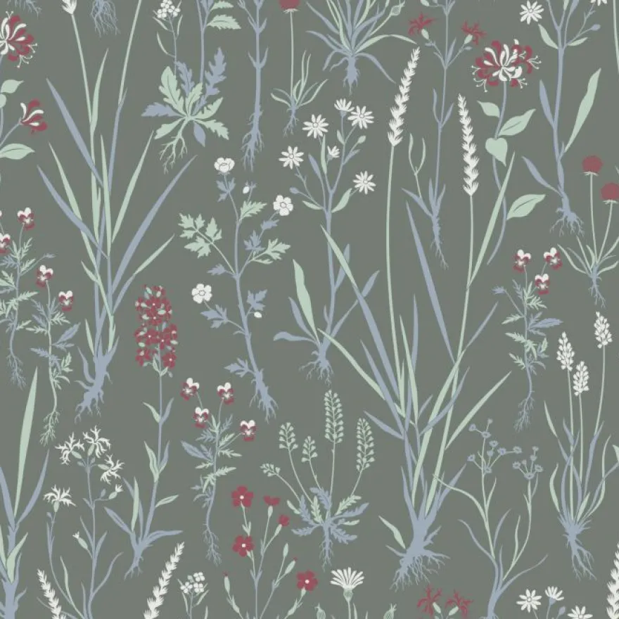 Tapetti Sandudd Rantaniitty 5312-2, 0,53x11,20 m, non-woven, romanttinen, vihreä