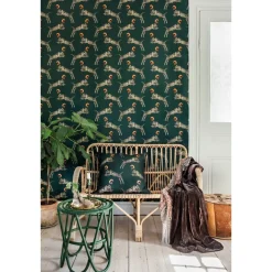 Tapetti Studio Lisa Bengtsson Poppy, non-woven, leopardi, vihreä
