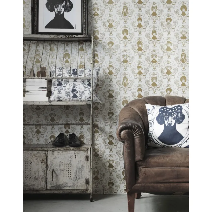 Tapetti Studio Lisa Bengtsson Tillsammans, non-woven, eläinkuosi, kulta