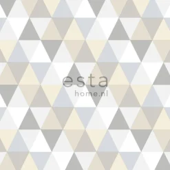 Tapetti Triangles 128707, graafinen/geometrinen, moderni, harmaa, beige, valkoinen