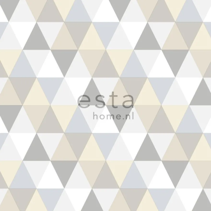 Tapetti Triangles 128707, graafinen/geometrinen, moderni, harmaa, beige, valkoinen