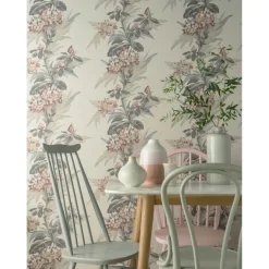 Tapetti 1838 Wallcoverings Aurora, vintage, vaaleanpunainen