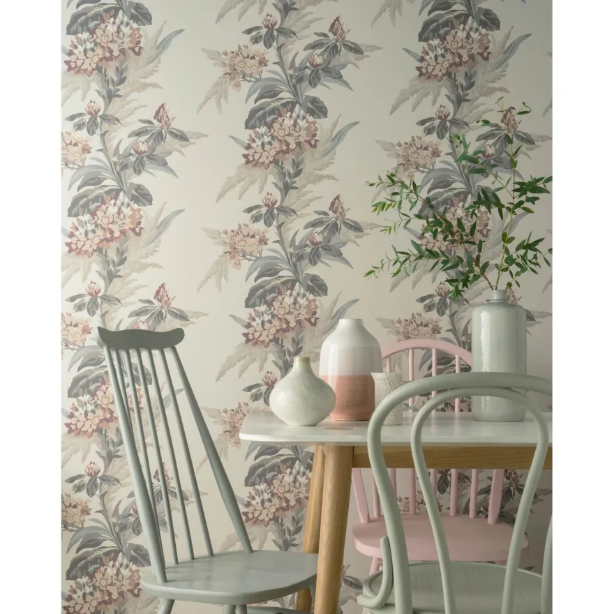 Tapetti 1838 Wallcoverings Aurora, vintage, vaaleanpunainen
