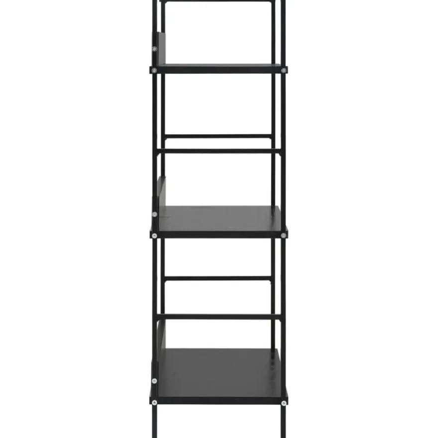 3-tasoinen kirjahylly, musta, 60x27,6x90,5 cm, lastulevy