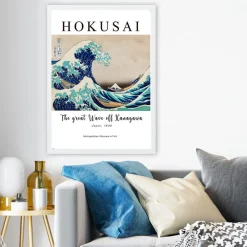 Taulu Linento Hokusai - The Great Wave, 55x75cm, sininen