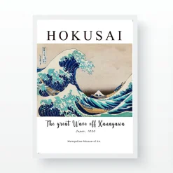 Taulu Linento Hokusai - The Great Wave, 55x75cm, sininen