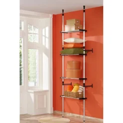 Teleskooppinen vaatekaappijärjestelmä hyllyillä alumiini, 70cm