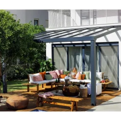 Terassikatos Palram-Canopia Stockholm Premium, 3.4x5.2m, harmaa/kirkas