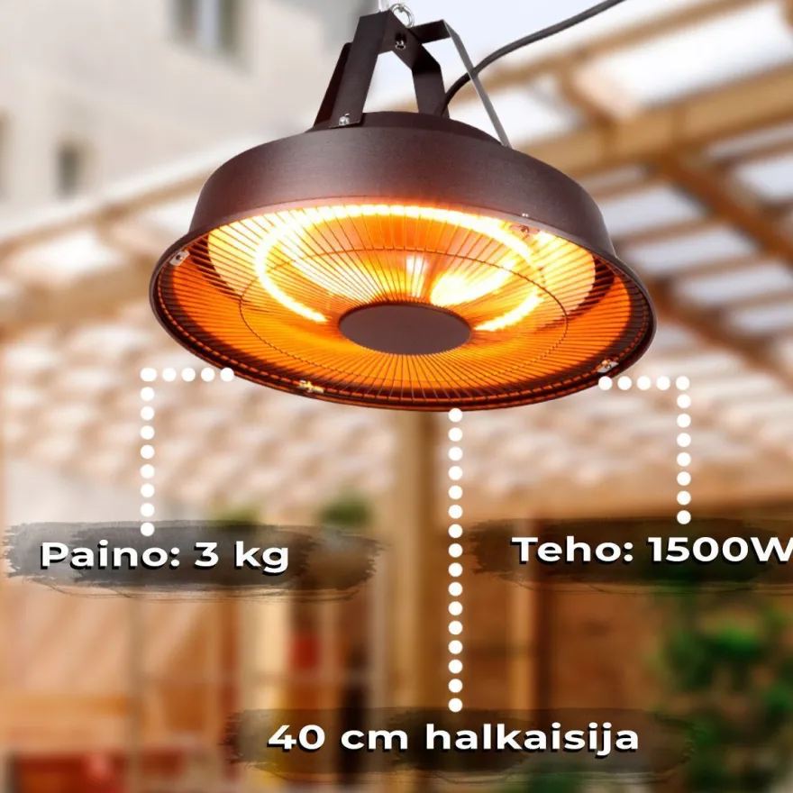 Terassilämmitin Fornorth kattoon 1500W, musta