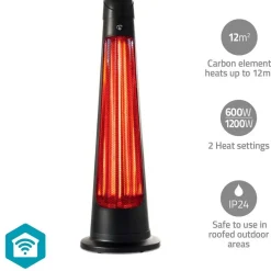 Terassilämmitin Nedis HTPA21BKW SmartLife Wi-Fi 1200W musta