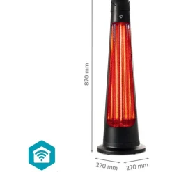 Terassilämmitin Nedis HTPA21BKW SmartLife Wi-Fi 1200W musta