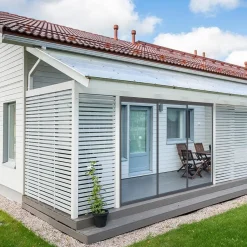 Terassin lasiliukuovi Keraplast, 3-os., harmaa, kirkas lasi, mittatilaus