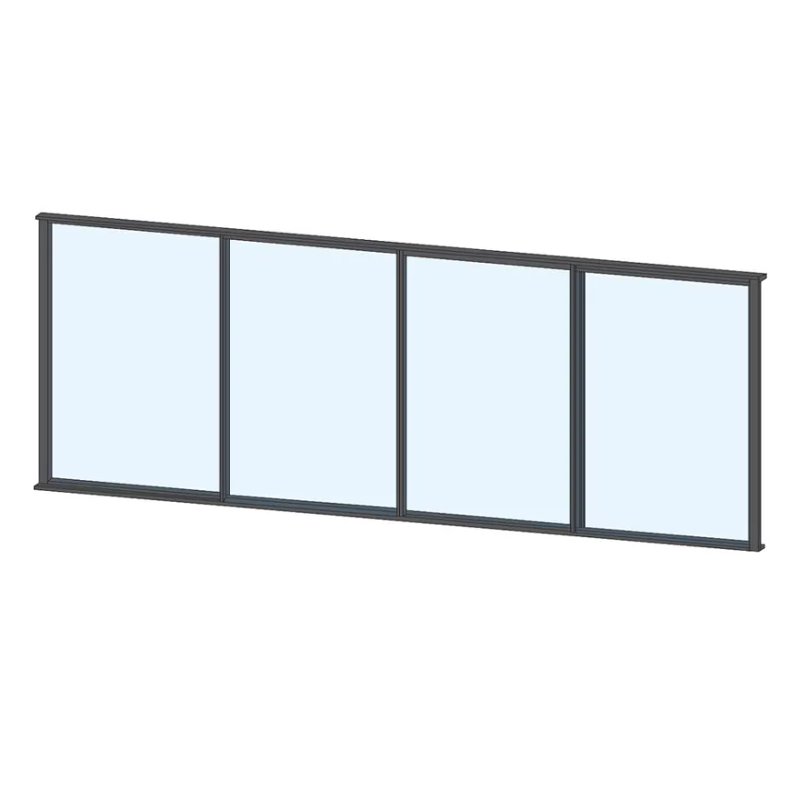 Terassin liukulasi-ikkuna Keraplast 4-os. 1100x3800mm, kirkas/harmaa