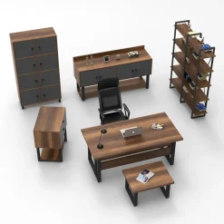 Toimistokalustesetti Linento Furniture Mn12-Ba, ruskea