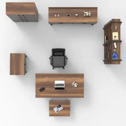 Toimistokalustesetti Linento Furniture Mn12-Ba, ruskea