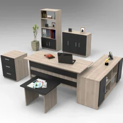 Toimistokalustesetti Linento Furniture Vo17-Ob, ruskea/musta