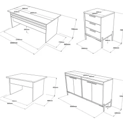 Toimistokalustesetti Linento Furniture Vs9-Cga, hopeanharmaa
