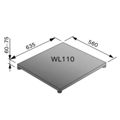 Tulisijan suoja-alusta Harvia WL110, 560x635x60-75mm, musta