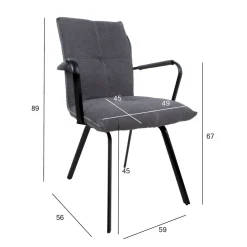 Tuoli Home4You Eddy 59x56x89cm, harmaa