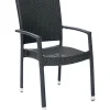 Tuoli Home4you Wicker-3, käsinojilla, musta