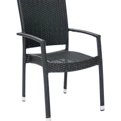 Tuoli Home4you Wicker-3, käsinojilla, musta