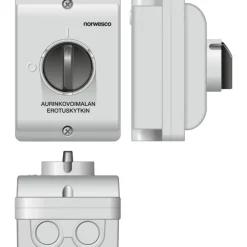 Turvakytkin Norwesco ESWP1 416 AC, aurinkovoimalan erotuskytkin, edestä väännettävä, 4x16A, 500V, 7.5kW, IP65