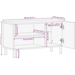 TV-kaappi Ruskea 80x31,5x46 cm Massiivipuu Mango (17735)