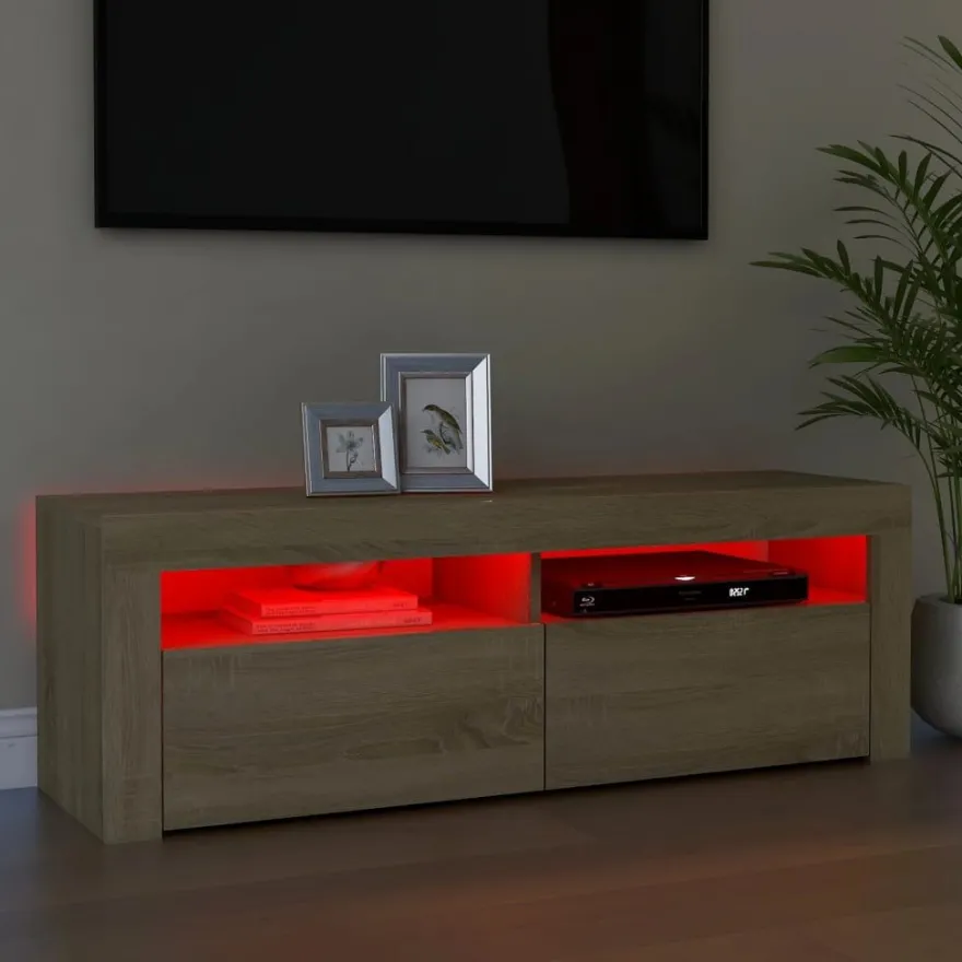 TV-kaappi/taso LED-valoilla, 120x35x40 cm, eri värejä (09085)