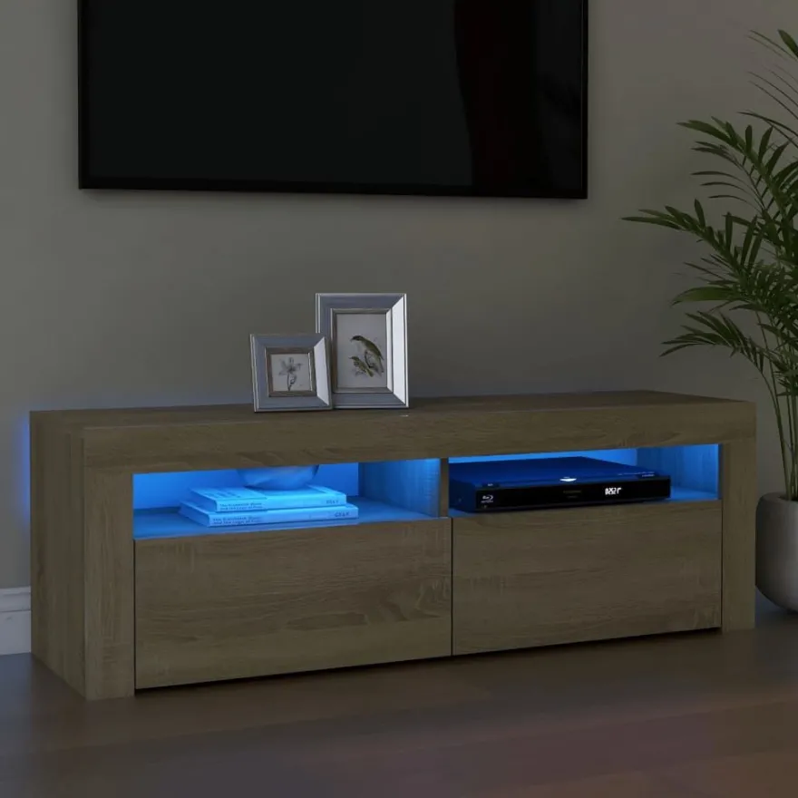TV-kaappi/taso LED-valoilla, 120x35x40 cm, eri värejä (09085)