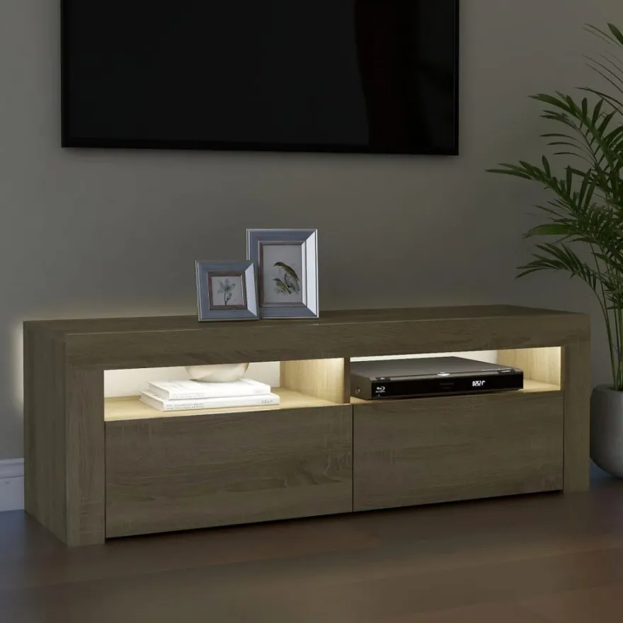 TV-kaappi/taso LED-valoilla, 120x35x40 cm, eri värejä (09085)